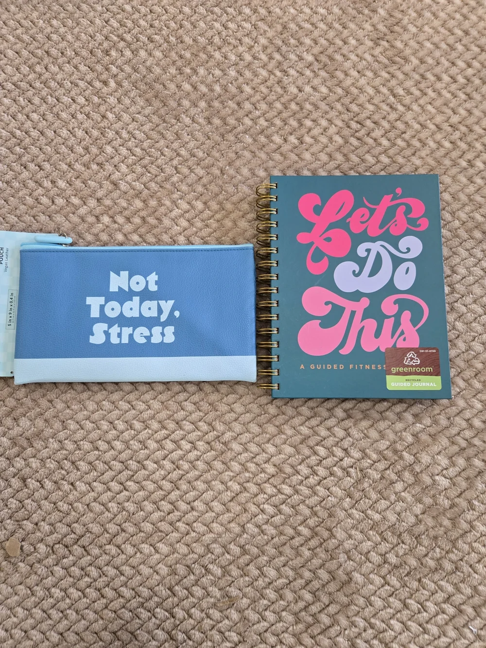 Greenroom Guided Fitness Journal + Not Today Stress Pencil Pouch NWT